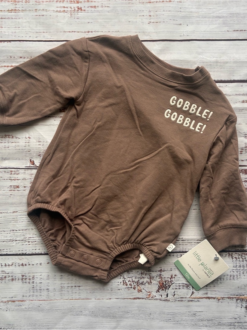 Gobble Gobble Brown Baby Bodysuit Thanksgiving Size 12 Months